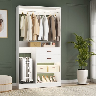 Aheaplus 40'' Freestanding Closet Organizer System with Hanging Rods, Drawers, Storage Shelves