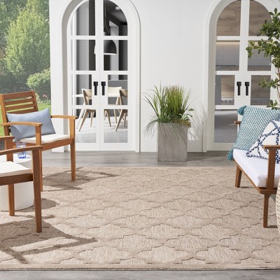 Taupe and Ivory Moroccan Trellis 7' x 10' Synthetic Area Rug