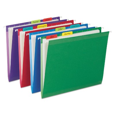 Assorted Color Self-Adhesive Writable File Tabs, 2 x 1.5 Inches, 24-Pack