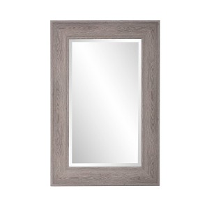 Howard Elliott 36"x24" Rectangular Faux Wood Grained Beveled Wall Mirror Gray: Polyurethane Frame, Wall Mount, No Assembly Required - 1 of 4