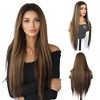 Jessie's Wig 30 Inch Straight Wig Synthetic Hair 13x3.5 Lace Wigs Brown Color With Honey Blonde Highlights 1 Pc/Pack - 2 of 4