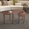 KWPZQEB Irregularity Coffee Table, Cocktail Table w/ 360¡ã Rotating Top, Modern Center Table w/ Wood Grain Veneer Tabletop for Living Room,Small Space - 2 of 4