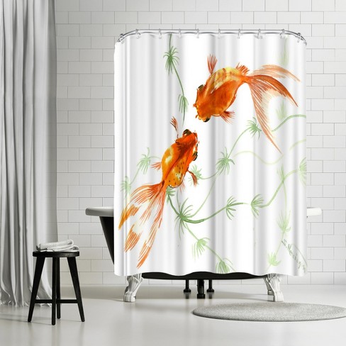 Couple Koi Fish Decor Shower Curtain + Hooks
