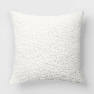 Square Textured Faux Shearling Throw Pillow Ivory - Room Essentials™