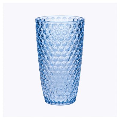 Diamond Cut Acrylic Glasses Drinking Set of 4 (19oz), Plastic Drinking Glasses, BPA Free Cocktail Glasses, Drinkware Set, Drinking Water Glasses