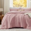 Bedsure | 3Pcs Beige Soft Warm Imitation Washed Cotton Bed Comforter Sets for All Seasons - 2 of 4