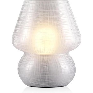 Next Glow Mushroom Lamp - Retro Funky Aesthetic LED White Table Lamp, Dimmable E26 Socket Bulb - 1 of 4