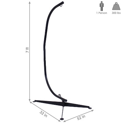 Black Powder-Coated Steel C-Stand Hammock Chair Stand