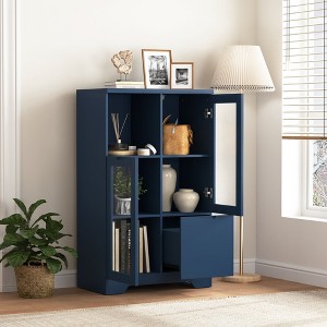 MDF painted Cabinet with Glass Doors and drawer, open storage space, White ,Bedroom, Living room - 1 of 4