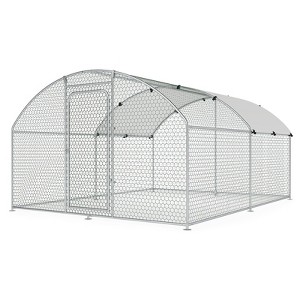 XBRIGH Large Metal Chicken Coop Walk-in Poultry Cage Chicken Run Pen Duck House with Waterproof and Anti-Ultraviolet for Outdoor Farm Use Spire Roof - 1 of 4