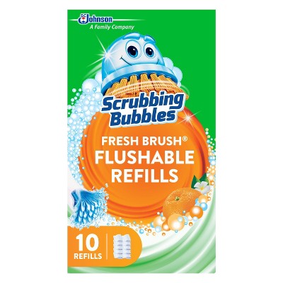 Scrubbing Bubbles Fresh Brush Toilet Cleaning System Citrus Scent Flushable Refill - 10ct