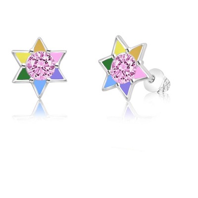 Chanteur Hypoallergenic Kids Jewelry Accessories Star of david CZ White Gold Palladium Plating Stud Earrings Surgical Titanium Posts