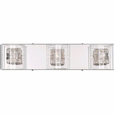 Chic Chrome 25'' Vanity Wall Light with Clear Glass and Wire Detail