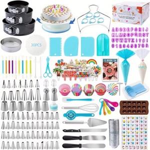 Angel Sar 655-Piece Cake Decorating Kit with 3 Springform Pans, Icing Piping Tips, Turntable, Carrier Case, Baking Tools Set - 1 of 4