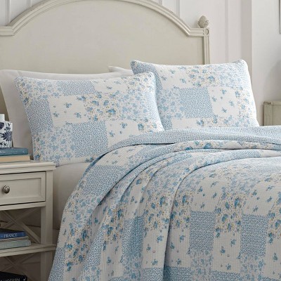 Kenna Blue Twin Cotton Reversible Quilt Set
