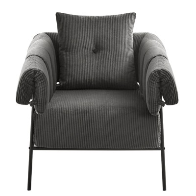 Racxily Upholstered Reading Chair, Modern Velvet Accent Chair with Metal Frame for Living Room & Bedroom