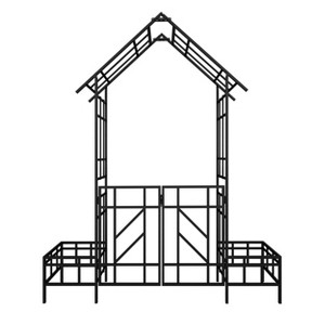 Chery Life Metal Garden Arch with Gate with planter, Climbing Plants Support Rose Arch Outdoor Black - 1 of 4
