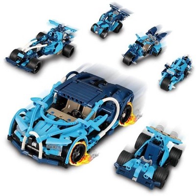 VATOS 509-Piece 6-in-1 Pull-Back Car Vehicles Bricks STEM Educational Construction Toy Kit