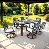 7-Piece Outdoor Dining Set, Swivel Rock Dining Chairs and Dining Table with Umbrella Hole, Aluminium Chairs with Foam Cushions-Coolbibila - 2 of 4