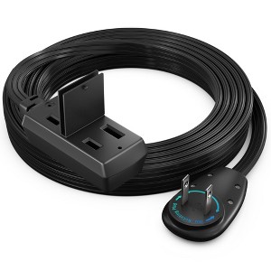 Maximm Cable 360 Degree Rotating Flat Plug Extension Cord 16 AWG 3-Outlet, 2 Prong with Safety Cover - UL Certified - 1 of 4