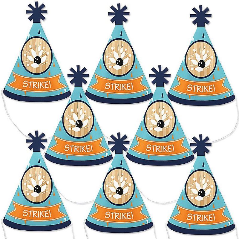 Big Dot of Happiness Strike Up the Fun - Bowling - Mini Cone Birthday Party or Baby Shower Hats - Small Little Party Hats - Set of 8, 1 of 9