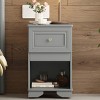 Elegant Wooden Nightstand with Drawer and Open Shelf, Rustic Wood Side Table with Storage for Bedroom or Living Room – Maison Boucle - 2 of 4