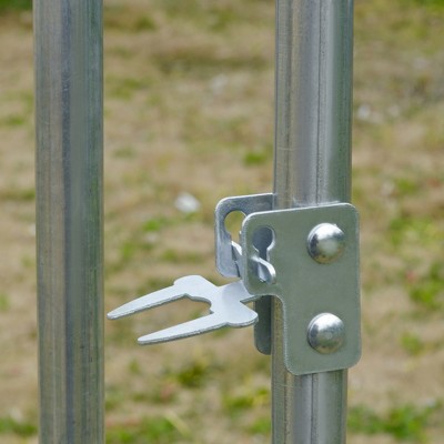 Large Silver Metal Walk-In Chicken Coop with UV Resistant Cover
