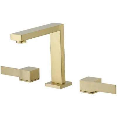 BWE 8 in. Widespread Double Handle High-Arc Bathroom Faucet Water-Saving With Drain Kit