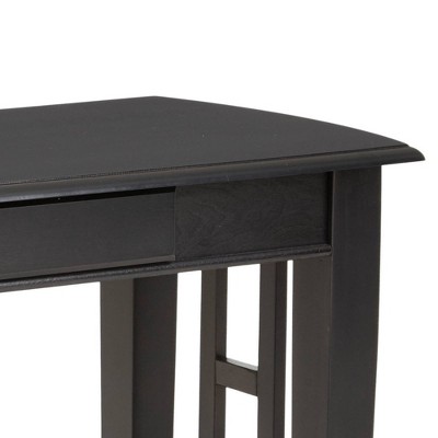 Black Hardwood Rectangular Console Table with Storage