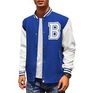COOFANDY Men's Varsity Jacket Wool Blend Letterman Bomber Jacket Baseball Lightweight Jacket - 1 of 4
