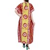 LA LEELA Women's Summer Batik Sleepwear Caftan Relaxed Fit V Neck Maxi Loungewear Dashiki House Dress Nightgowns for Women Plus size 3X-4X Red, Floral - 3 of 3