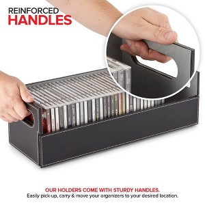 Stock Your Home CD Storage Organizer Box- Faux Leather (Black/Grey) - 1 of 4