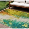 Green And Gold Abstract Washable Indoor Outdoor Area Rug - 2 of 4