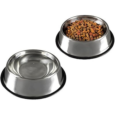 Stainless Steel Pet Bowls with Non Slip Rubber Bottom for Dogs and Cats-Feeder Dish for Food and Water- Set of 2, 28 oz Each By PETMAKER