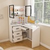 Gulches Corner L Shaped Computer Desk with Glass Cabinets LED Lights USB Ports Keyboard Tray Ergonomic Home Corporate Office Desk White - 2 of 4