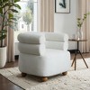 LuxenHome Modern Upholstered Ivory Barrel Accent Chair with Wood Ball Legs Beige - image 2 of 4