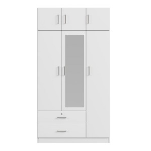 NicBex 81.10"H Armoire Mirror Wardrobe Closet Storage Cabinet with 3 Doors & Shelves & 2 Drawers for Bedroom, White - 1 of 4
