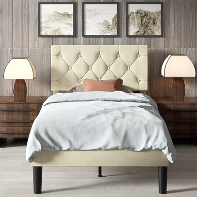 VECELO Queen/Full/Twin Upholstered Platform Bed Frame with Button Tufted Adjustable Headboard