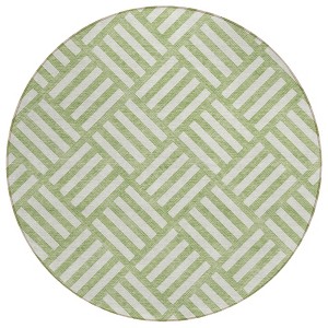 Artichoke Green And Ivory Geometric Washable Indoor Outdoor Area Rug - 1 of 4