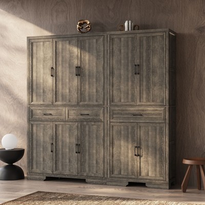 FUFU&GAGA Multifunctional Modular Storage Cabinet Bookcase Display Cabinet with Adjustable Shelving, Drawers & Safety Features