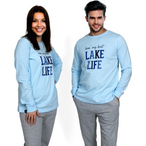 Pavilion Gift Company - Lake Life - Small Dusty Blue Long Sleeve T-Shirt - Shirts - 1 of 4