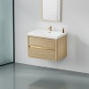 GDFStudio Olive Modern 30" W Wall-Mounted Wood Bathroom Vanity with Stone Resin Sink and Two Drawers - 2 of 4