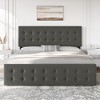 Bed Frame with 4 Storage Drawers and Headboard, Linen Upholstered Platform Bed Frame with Wooden Slats Support - 3 of 4