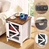 Set of 2 Nightstands with Charging Station and Barn Door Storage, Farmhouse End Table Sofa Side Table for Bedroom, Living Room - 2 of 4