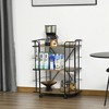 HOMCOM 25" Rolling Kitchen Cart, Kitchen Storage Trolley with 3 Shelves for Dining Room, Laundry Room, and Bathroom, Natural - 2 of 4
