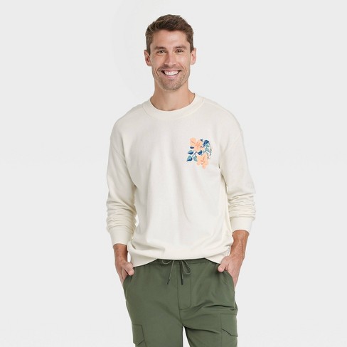 Men's Crewneck Pullover Sweatshirt - Goodfellow & Co™ Beige S