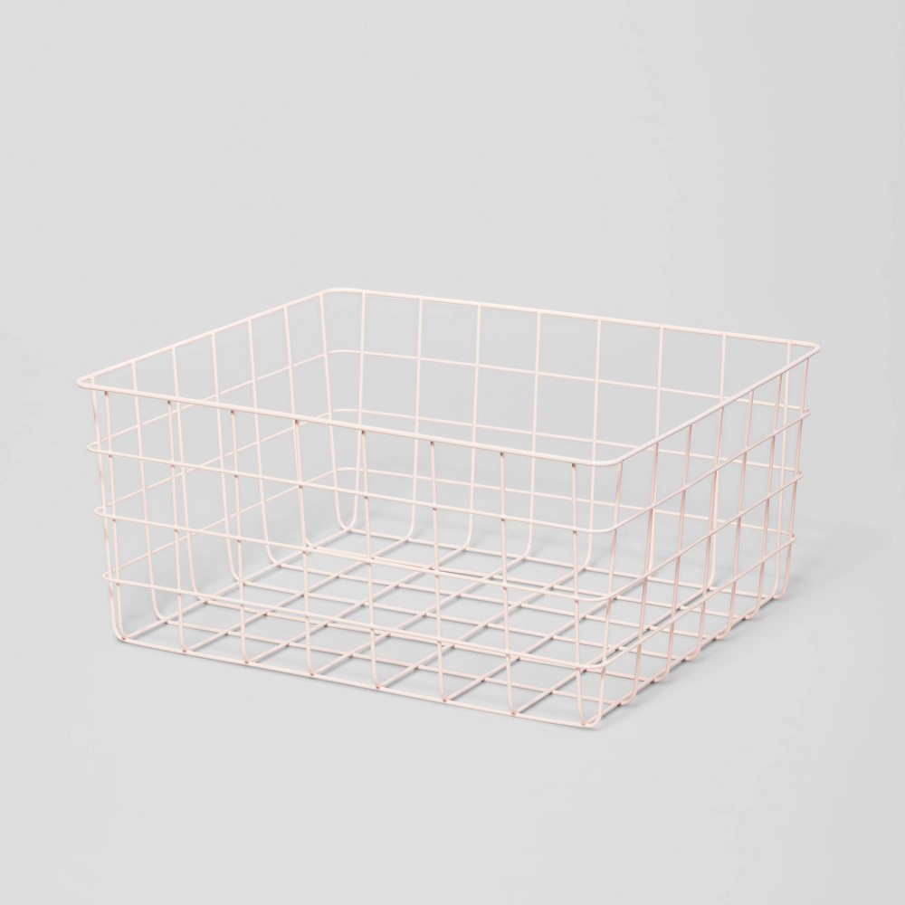 13" Rectangular Wire Decorative Basket Peach - Brightroom