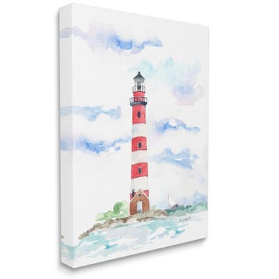 Stupell Industries Red Stripe Lighthouse Soft Coastal Landscape