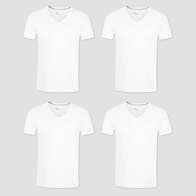 Mens ComfortBlend White V-Neck T-Shirts 2XL, 4 Pack 