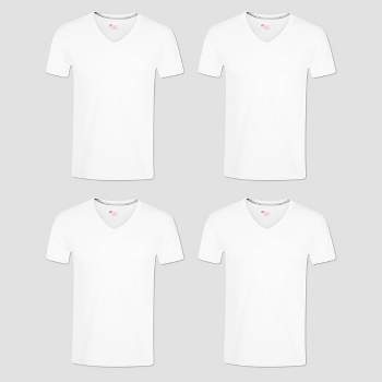Hanes Men's 4pk Slim Fit V-Neck T-Shirt - White 